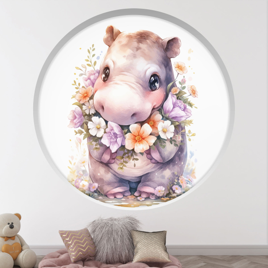 Vinilo Adhesivo Decorativo trampantojo 3D para niños - Infantil - Hipopótamo