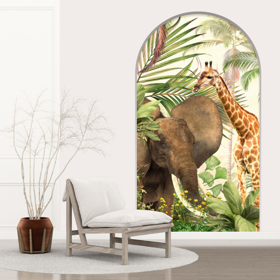Vinilo Adhesivo Decorativo trampantojo 3D para niños - Infantil - Jirafa Elefante