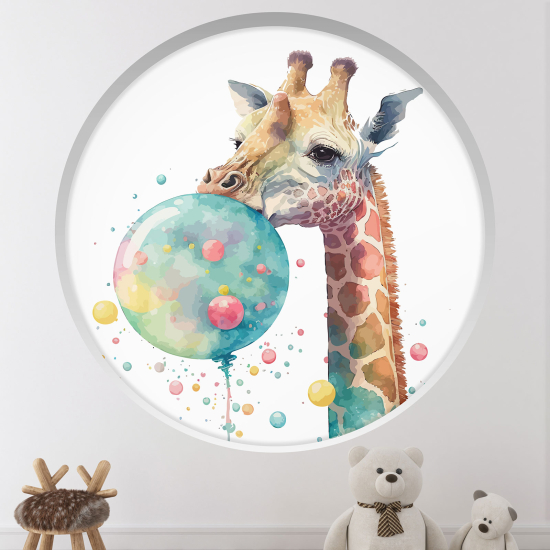 Vinilo Adhesivo Decorativo trampantojo 3D para niños - Infantil - Jirafa globos