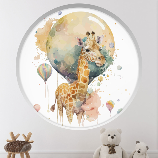 Vinilo Adhesivo Decorativo trampantojo 3D para niños - Infantil - Jirafa globos