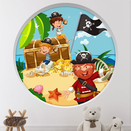 Vinilo Adhesivo Decorativo trampantojo 3D para niños - Infantil - La isla de los piratas