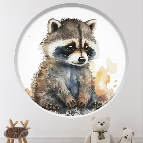 Vinilo Adhesivo Decorativo trampantojo 3D para niños - Infantil - Mapache
