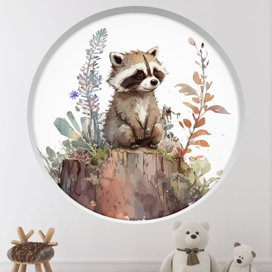 Vinilo Adhesivo Decorativo trampantojo 3D para niños - Infantil - Mapache