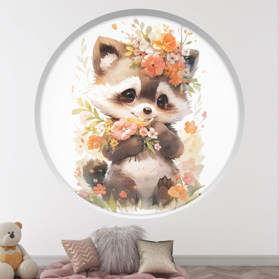 Vinilo Adhesivo Decorativo trampantojo 3D para niños - Infantil - Mapache