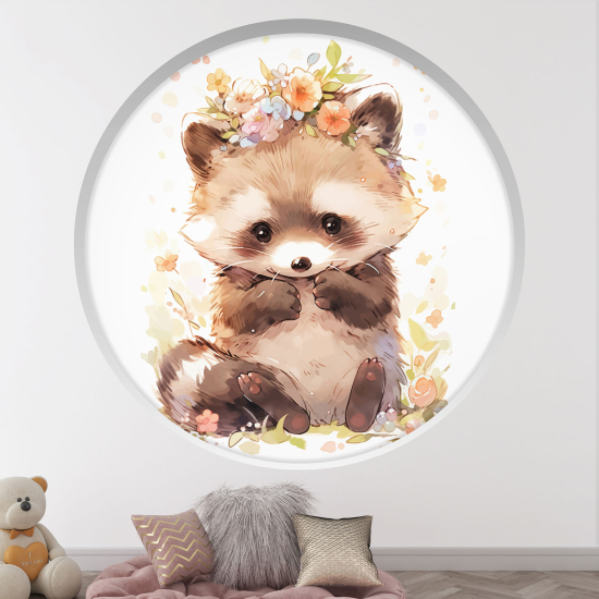 Vinilo Adhesivo Decorativo trampantojo 3D para niños - Infantil - Mapache