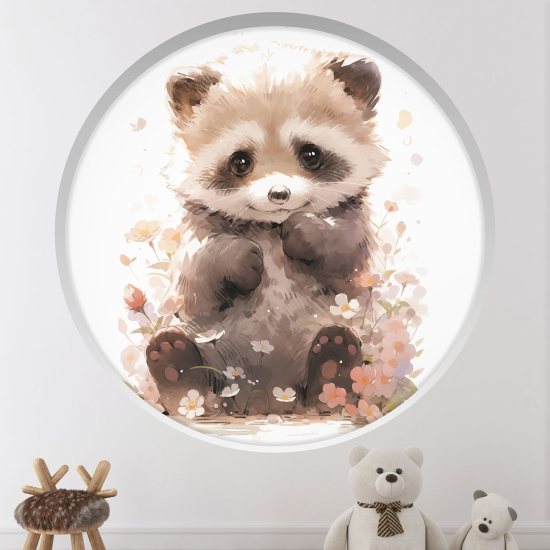 Vinilo Adhesivo Decorativo trampantojo 3D para niños - Infantil - Mapache