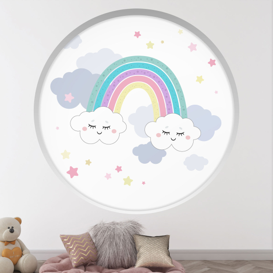 Vinilo Adhesivo Decorativo trampantojo 3D para niños - Infantil - Nubes Arcoíris