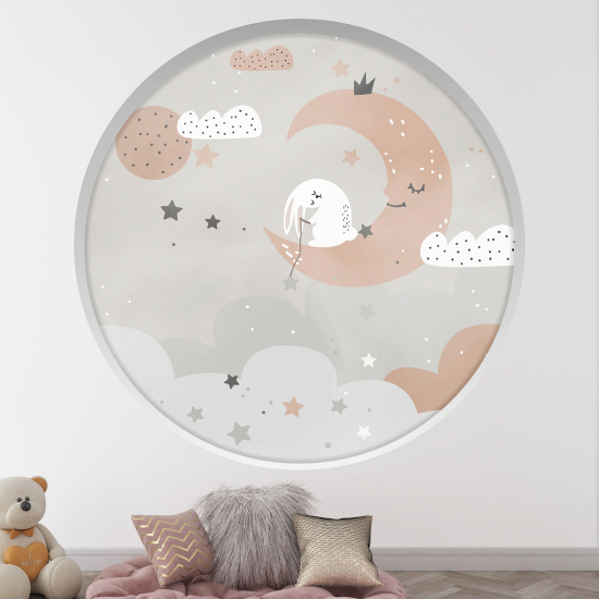 Vinilo Adhesivo Decorativo trampantojo 3D para niños - Infantil - Nubes lunes
