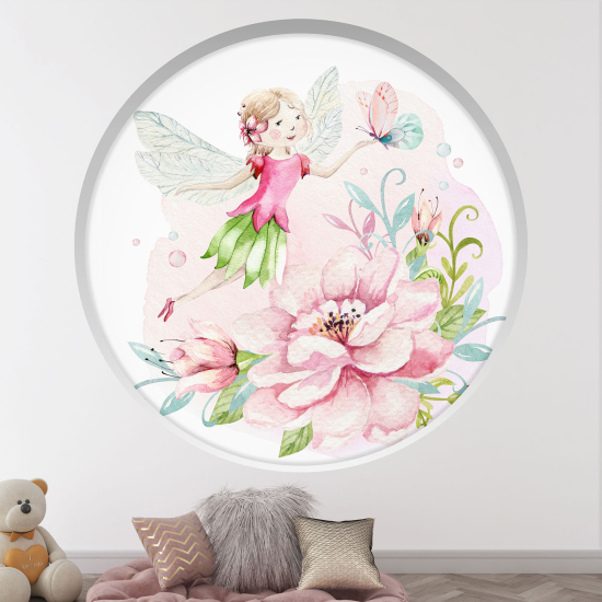 Vinilo Adhesivo Decorativo trampantojo 3D para niños - Infantil - Pequeña hada floral