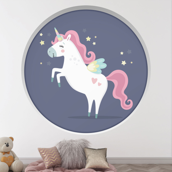 Vinilo Adhesivo Decorativo trampantojo 3D para niños - Infantil - Unicornio