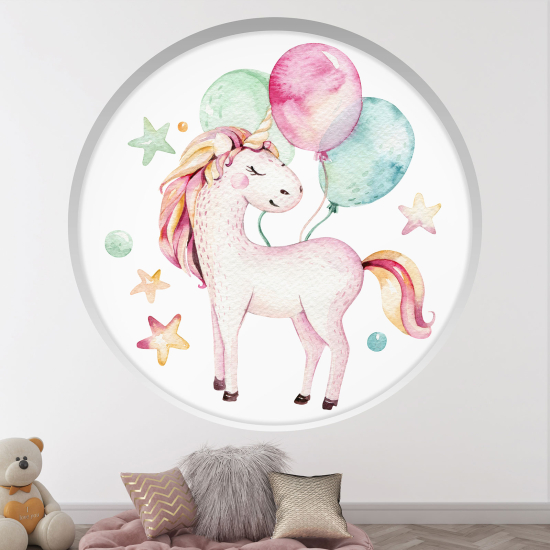 Vinilo Adhesivo Decorativo trampantojo 3D para niños - Infantil - Unicornio