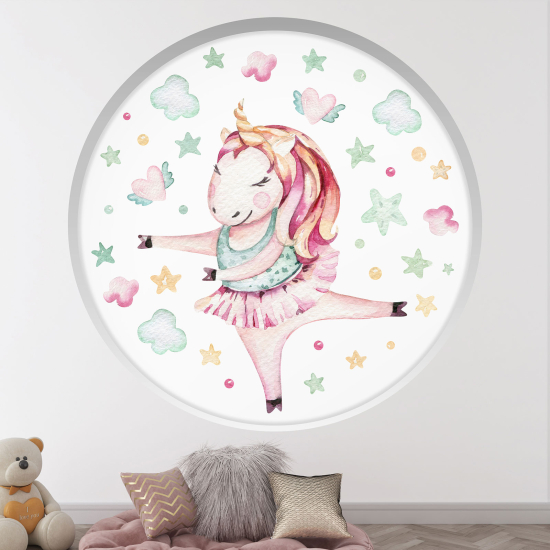 Vinilo Adhesivo Decorativo trampantojo 3D para niños - Infantil - Unicornio