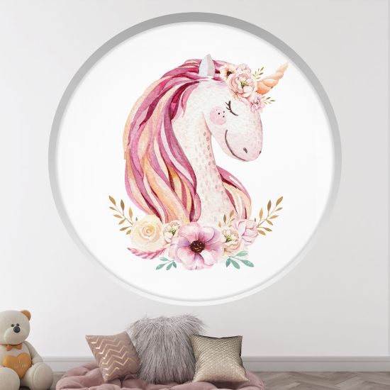 Vinilo Adhesivo Decorativo trampantojo 3D para niños - Infantil - Unicornio