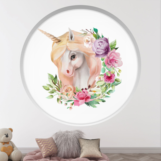 Vinilo Adhesivo Decorativo trampantojo 3D para niños - Infantil - Unicornio