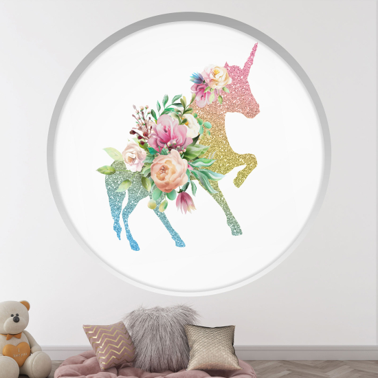 Vinilo Adhesivo Decorativo trampantojo 3D para niños - Infantil - Unicornio