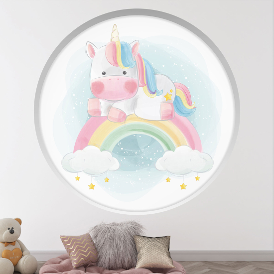 Vinilo Adhesivo Decorativo trampantojo 3D para niños - Infantil - Unicornio Arcoíris