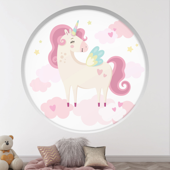 Vinilo Adhesivo Decorativo trampantojo 3D para niños - Infantil - Unicornio nube