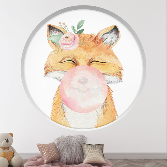 Vinilo Adhesivo Decorativo trampantojo 3D para niños - Infantil - Zorro burbuja