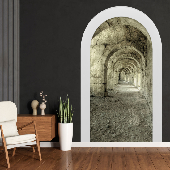 Vinilo Adhesivo Decorativo trampantojo 3D - Pasillo Arcos