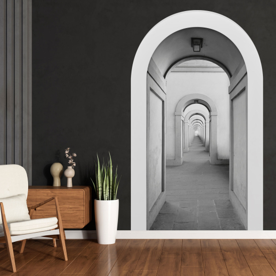 Vinilo Adhesivo Decorativo trampantojo 3D - Pasillo Arcos