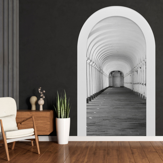 Vinilo Adhesivo Decorativo trampantojo 3D - Pasillo Arcos