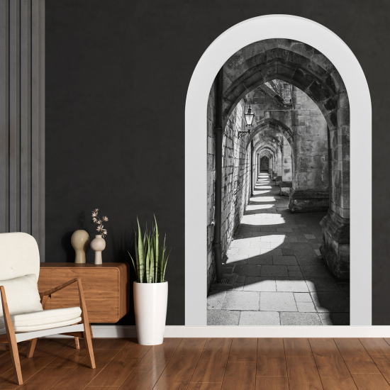 Vinilo Adhesivo Decorativo trampantojo 3D - Pasillo Arcos