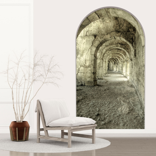 Vinilo Adhesivo Decorativo trampantojo 3D - Pasillo Arcos