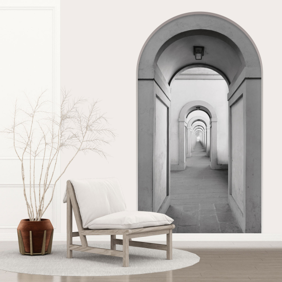 Vinilo Adhesivo Decorativo trampantojo 3D - Pasillo Arcos