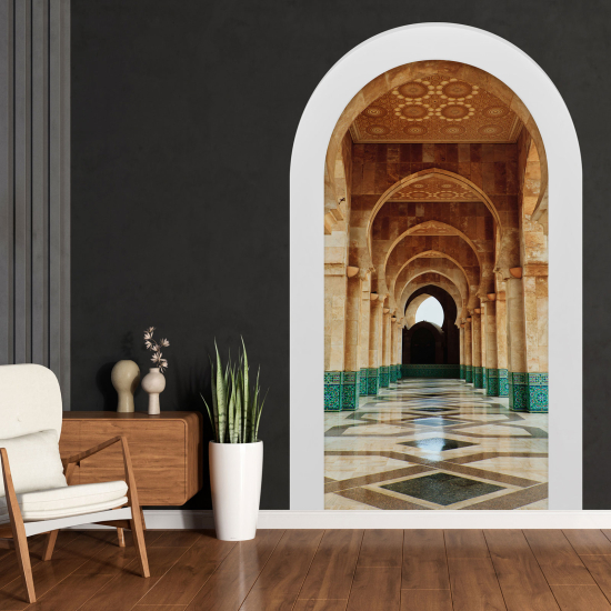Vinilo Adhesivo Decorativo trampantojo 3D - Pasillo Mezquita Hassan II