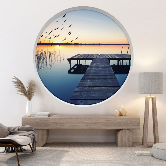 Vinilo Adhesivo Decorativo trampantojo 3D - Pontón atardecer