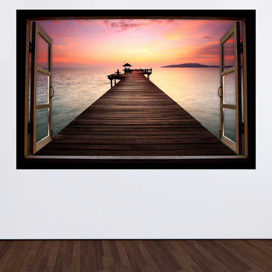 Vinilo Adhesivo Decorativo trampantojo 3D - Pontón atardecer