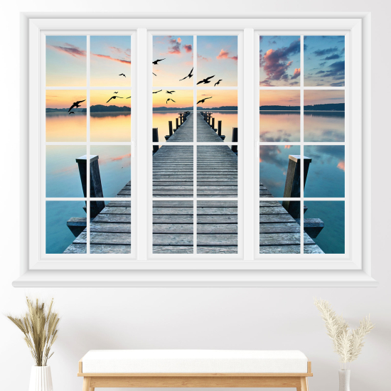 Vinilo Adhesivo Decorativo trampantojo 3D - Pontón atardecer