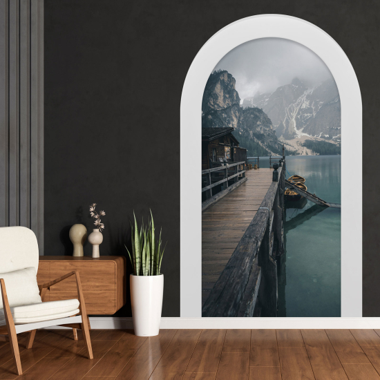 Vinilo Adhesivo Decorativo trampantojo 3D - Pontón Montañas