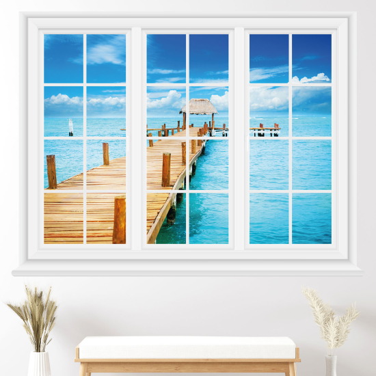 Vinilo Adhesivo Decorativo trampantojo 3D - Pontón paradisíaco