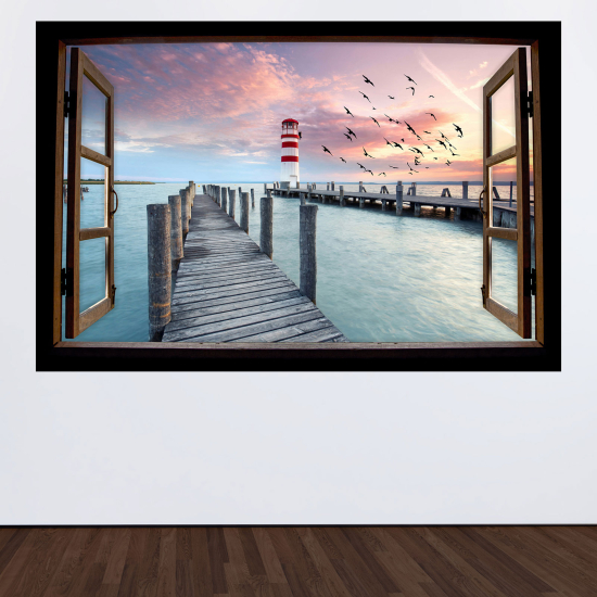 Vinilo Adhesivo Decorativo trampantojo 3D - Pontón y faro
