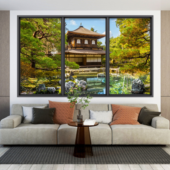 Vinilo Adhesivo Decorativo trampantojo 3D - Templo Japonés