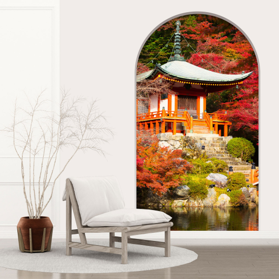 Vinilo Adhesivo Decorativo trampantojo 3D - Templo Japonés