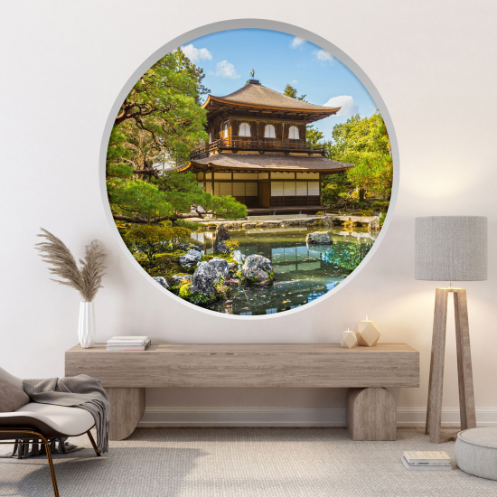 Vinilo Adhesivo Decorativo trampantojo 3D - Templo japonés