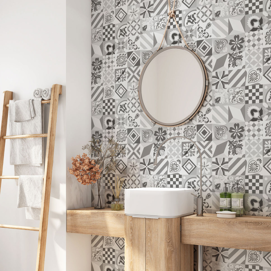 Vinilo Adhesivo para baño - Baldosas de cemento