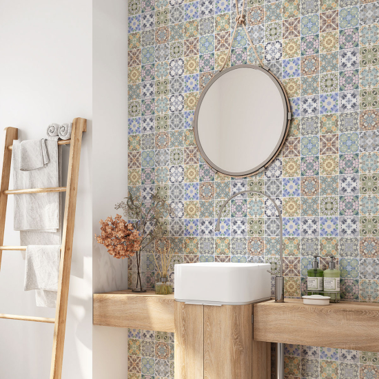 Vinilo Adhesivo para baño - Baldosas de cemento