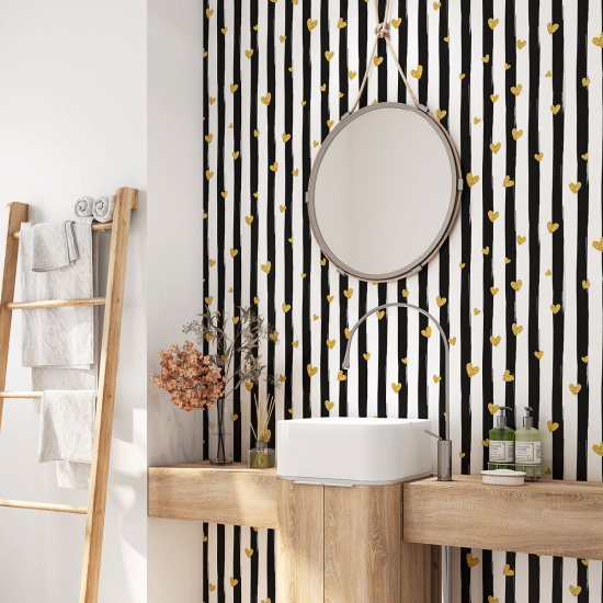 Vinilo Adhesivo para baño - Corazones Rayas