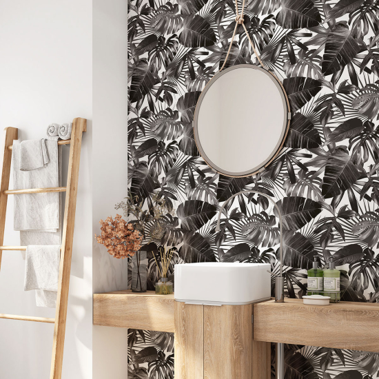 Vinilo Adhesivo para baño - Hojas tropicales