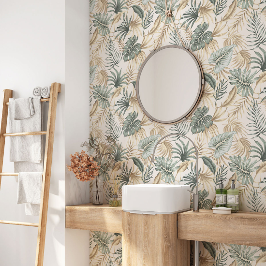 Vinilo Adhesivo para baño - Hojas Tropicales