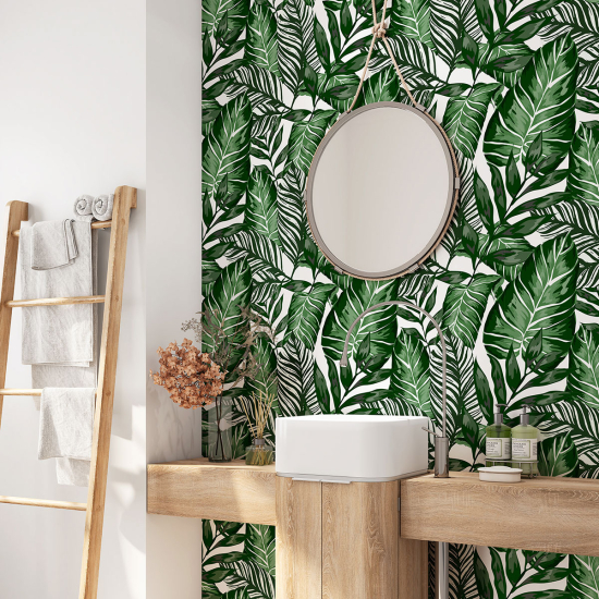 Vinilo Adhesivo para baño - Hojas Tropicales