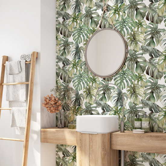 Vinilo Adhesivo para baño - Hojas Tropicales