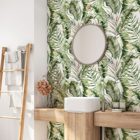 Vinilo Adhesivo para baño - Hojas Tropicales