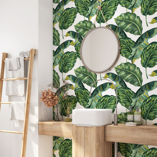 Vinilo Adhesivo para baño - Hojas Tropicales