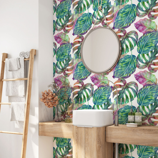 Vinilo Adhesivo para baño - Hojas Tropicales
