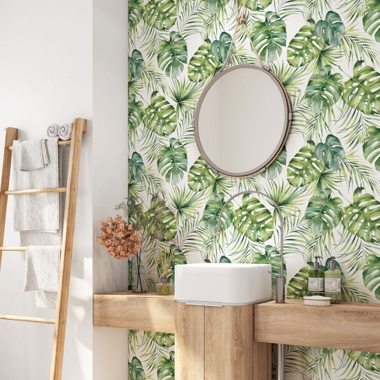 Vinilo Adhesivo para baño - Hojas Tropicales