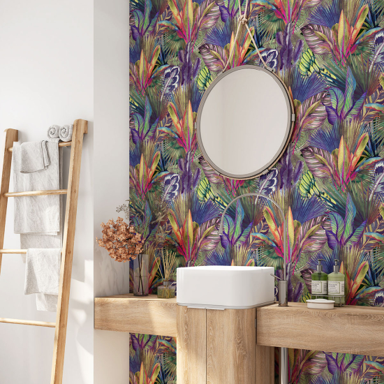 Vinilo Adhesivo para baño - Hojas Tropicales